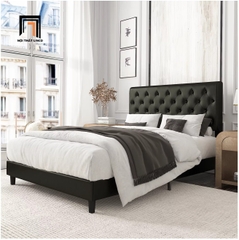 Giường ngủ bọc simili GN13 Amolife giật nút màu đen