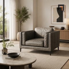G2 Ghế sofa đơn da giả xám đậm DT20 Anton kiểu dáng hiện đại