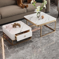 X3 Cặp 2 bàn sofa mặt vuông BSF23 Copeheim đá ceramic cao cấp