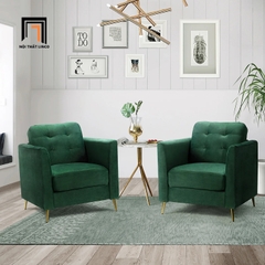 P2 Ghế sofa đơn vải nhung xanh lá DT3 Roxanne cho phòng khách