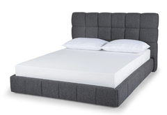 F2 Giường ngủ vải nỉ xám đậm GN111 Smoky chia ô múi nổi bật