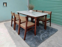 Bộ bàn ăn 6 ghế gia đình 18-KH6-G10-B110 nệm ngồi da
