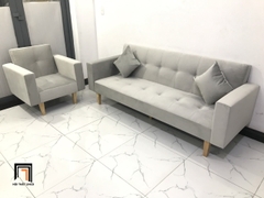 E2 Bộ ghế sofa gia đình xinh xắn NS02 màu xám tro vải nhung