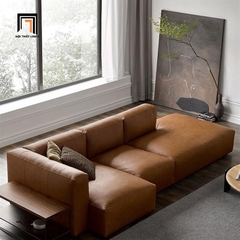 D3 Ghế sofa góc L trẻ trung GT257 Techado 2m6 x 1m1 da giả màu nâu
