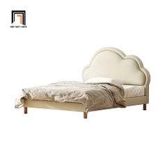 Giường ngủ bọc da simili GN38 Dillian màu trắng kem xinh xắn