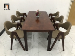 Bộ bàn ăn dài 1m6 6 ghế 4-KH6-G5-B108-nausi nâu cánh gián