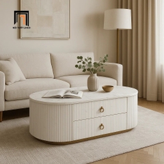 E2 Bàn trà mặt đá oval BTPK75 Winfield 1m x 50 2 hộc kéo nhỏ gọn
