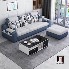 D3 Bộ ghế sofa phòng khách cao cấp BT296 Slopy 2m1 kèm đôn vuông