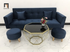 E5 Bộ ghế sofa giường thông minh GBL2 2m xanh đen vải nhung
