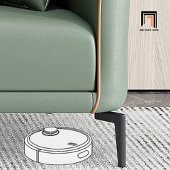 A7 Bộ ghế sofa màu xanh lá KT67 Polan da giả chạy viền nổi bật