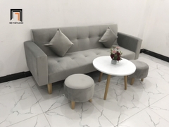 J2 Bộ ghế sofa giường bật nằm GBL2 2m xám trắng vải nhung