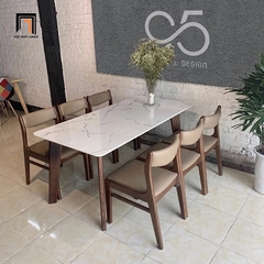 Bộ bàn ăn 6 ghế gia đình 18-KH6-G10-B110 nệm ngồi da