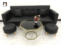 I4 Set ghế sofa giường gấp gọn 2m SFGTV da Pu màu đen giá rẻ