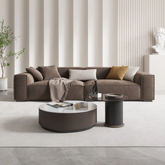 E3 Ghế sofa góc L căn hộ chung cư GT158 Plainview 2m6 x 1m6 nâu đậm