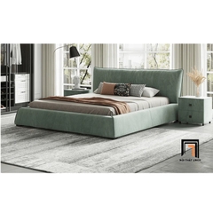 Giường ngủ bọc da giả GN57 Elsie 1m6 x 2m màu cam đậm