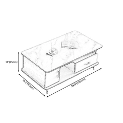 F1 Bàn sofa hình hộp chữ nhật 1m x 50 BSF14 Kenny mặt đá xám
