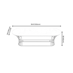 V1 Bàn sofa mặt đá oval 2 tầng BSF50 Kirdy 1m khung chân uốn cong