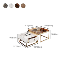 X3 Cặp 2 bàn sofa mặt vuông BSF23 Copeheim đá ceramic cao cấp