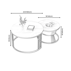 E3 Cặp bàn sofa mặt đá tròn BSF34 Rolate khung chân xòe xinh xắn