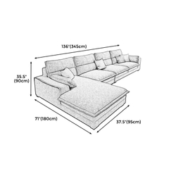 D1 Set ghế sofa góc L đẹp GT109 Vista 3m45 x 1m8 vải nỉ trắng kem