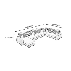 B1 Bộ ghế sofa góc chữ U đẹp GT123 Arian 3m45 phòng khách gia đình