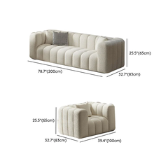 E1 Bộ ghế sofa vải lông cừu màu trắng KT70 Kaisei trang trí xinh xắn