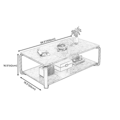 O1 Bàn sofa mặt đá trắng 2 tầng BSF25 Basel 1m khung chân vàng