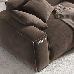 E3 Ghế sofa góc L căn hộ chung cư GT158 Plainview 2m6 x 1m6 nâu đậm