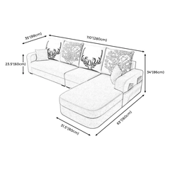 C1 Ghế sofa góc L cong xinh xắn GT122 Narod 2m8 x 1m6 cho gia đình
