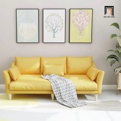 J1 Bộ ghế sofa phòng khách thư giãn KT110 Consenja vải xám trắng