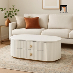 E2 Bàn trà mặt đá oval BTPK75 Winfield 1m x 50 2 hộc kéo nhỏ gọn