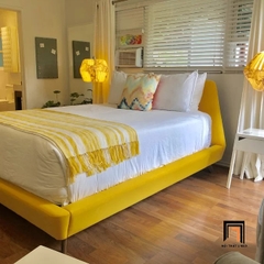 I1 Giường ngủ xanh dương vải nỉ GN24 Corrigan gia đình trẻ trung