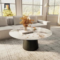 X1 Bàn sofa mặt đá ceramic tròn 80cm BSF54 Concha phòng khách lớn
