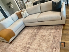 E3 Bộ ghế sofa góc L trắng kem GT10 Tuxedo 2m4 x 1m8 cho gia đình