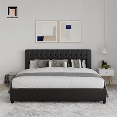 Giường ngủ GN5 Acquaviva bọc nệm simili giả da màu đen