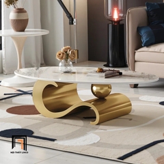S1 Bàn sofa mặt đá ceramic cao cấp BSF55 Wepof 1m2 x 60 hình oval