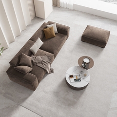 E3 Ghế sofa góc L căn hộ chung cư GT158 Plainview 2m6 x 1m6 nâu đậm