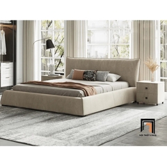 Giường ngủ bọc da giả GN57 Elsie 1m6 x 2m màu cam đậm