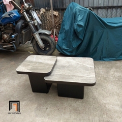 C5 Cặp 2 bàn sofa đá ceramic vuông BTPK90 Trivoli khung chân sắt