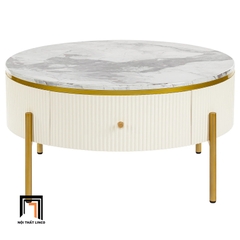 G2 Bàn sofa mặt đá tròn BSF60 Eureka 60 x 45 hộc kéo để đồ nhỏ