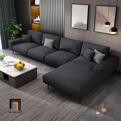 D5 Ghế sofa góc vải nỉ đen GT186 Pesca 3m x 1m6 phòng khách chung cư