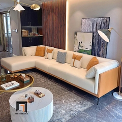 B3 Ghế sofa góc chữ L cao cấp GT184 Morelia 3m2 x 1m6 phối màu da