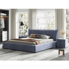 Giường ngủ bọc da giả GN57 Elsie 1m6 x 2m màu cam đậm