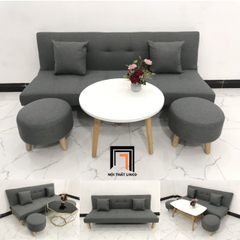 F4 Bộ ghế sofa giường nằm gấp gọn SFG dài 1m72 xám lông chuột