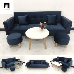 E5 Bộ ghế sofa giường thông minh SFGTV 2m xanh đen vải nhung