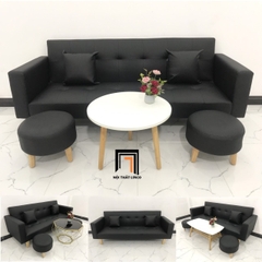 I4 Set ghế sofa giường gấp gọn 2m GBL2 da Pu màu đen giá rẻ