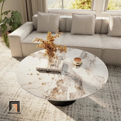 X1 Bàn sofa mặt đá ceramic tròn 80cm BSF54 Concha phòng khách lớn