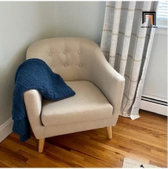 K3 Ghế sofa đơn xám trắng DT7 Dreer cho phòng ngủ xinh xắn