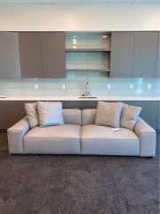 D4 Ghế sofa băng đẹp dài 2m4 BT18 Squaring bọc da giả xám