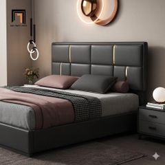 E5 Giường ngủ 1m6 x 2m GN161 Hamlyn bọc da màu xám tinh tế